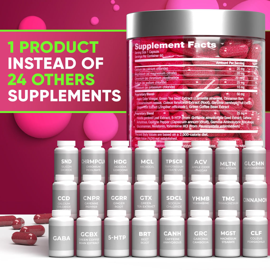 Keto Weight Loss Diet Pills, Natural Appetite Suppressant, Fat Burner for Women and Men with Apple Cider, Green Coffee Bean Extract, Curb Cravings & Hunger, Metabolism Booster Supplement - 60 Capsules