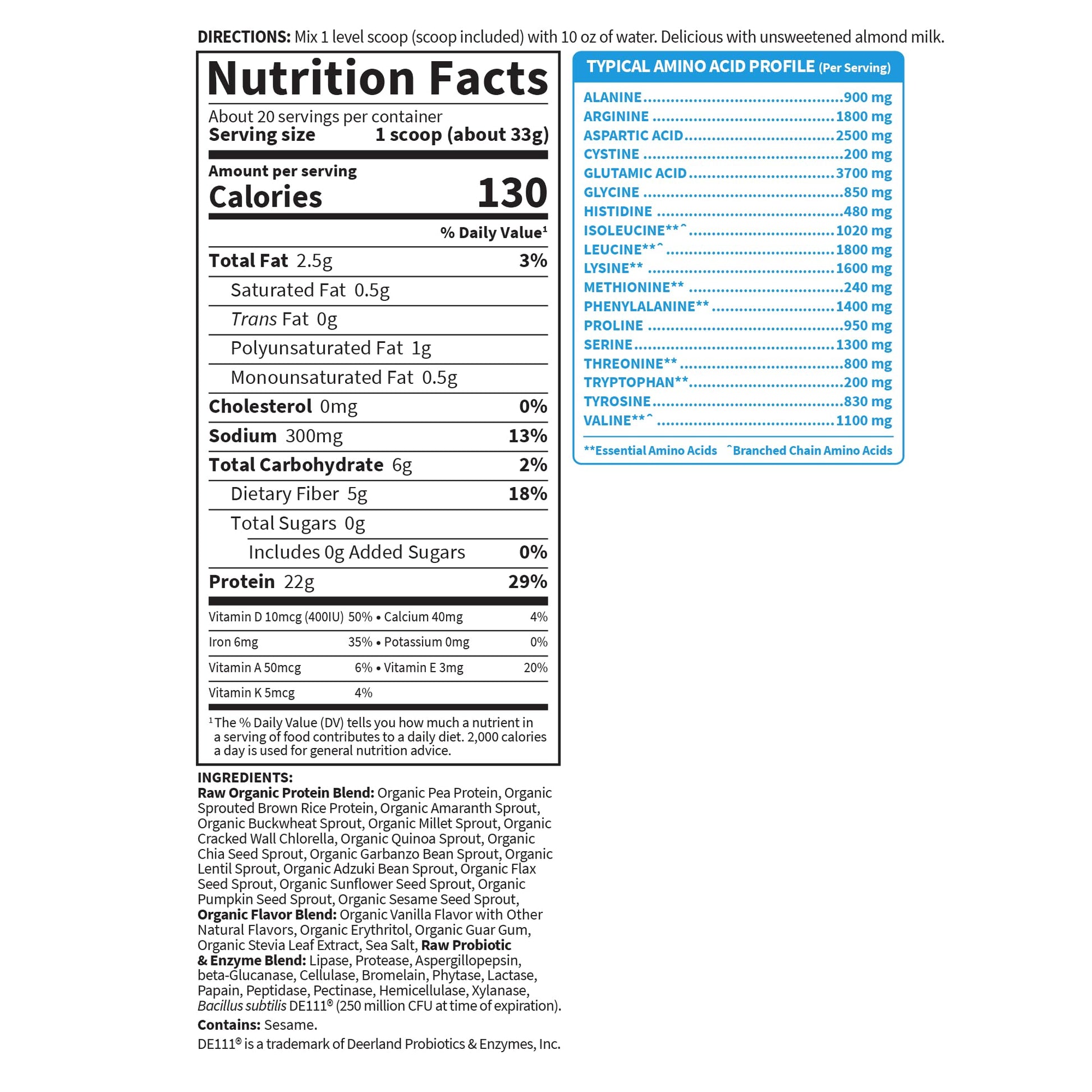 Vegan Protein Powder - Vanilla Organic Protein Powder, 22g Plant Based Protein & BCAAs, Probiotics & Digestive Enzymes - Garden of Life, Gluten & Lactose Free 1.5 LB