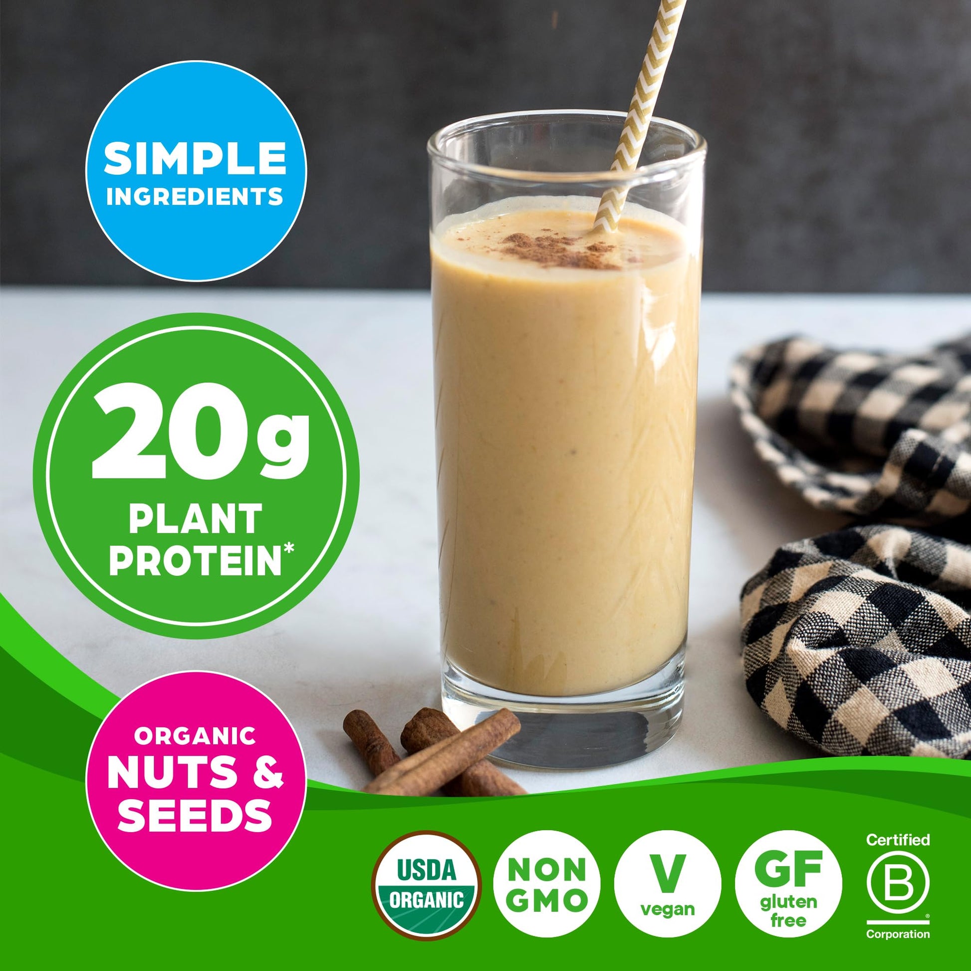 Orgain Organic Simple Vegan Protein Powder, Vanilla - 20g Plant Based Protein, Made with less Ingredients, No Artificial Sweeteners, Gluten Free, No Dairy or Lactose, 1.25 lb (Packaging May Vary)
